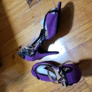 Purple Suede Ballroom Dancing Heels Latin Salsa Dance Shoes sz 9.5